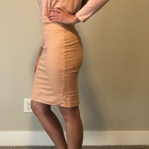 Peach and cream pencil skirt